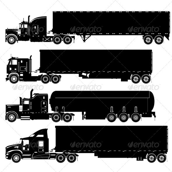 Trucks Silhouettes Set - Man-made Objects Objects