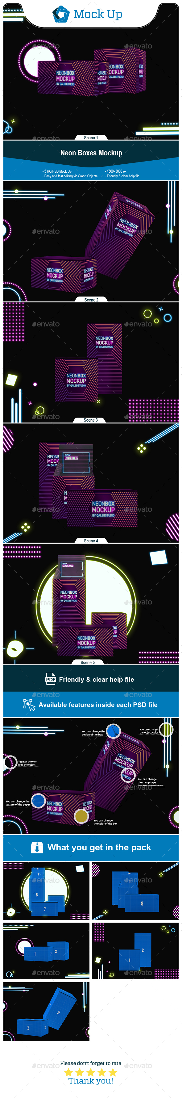 Download Neon Boxes Mockup By Qalebstudio Graphicriver