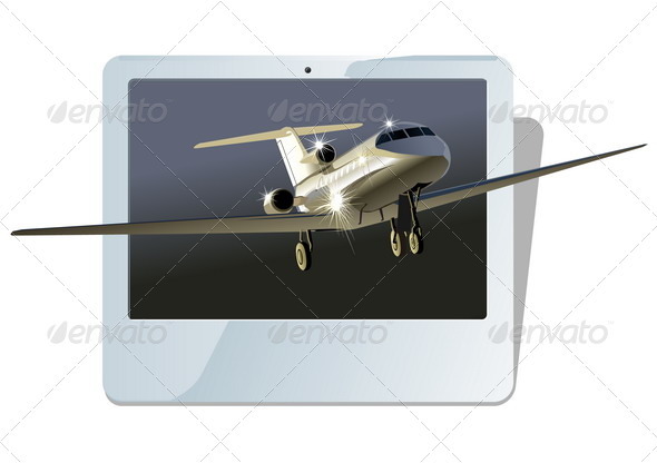 Business Jet Plane with Display - Travel Conceptual