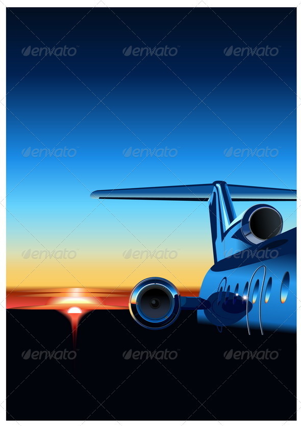 Airplane at Sunset - Travel Conceptual
