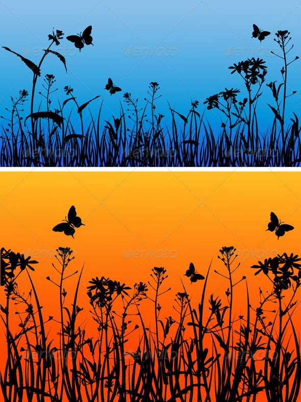 Background with Flowers and Butterflies - Flowers & Plants Nature