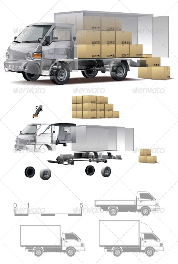 Delivery Cargo Truck Cutaway - Man-made Objects Objects