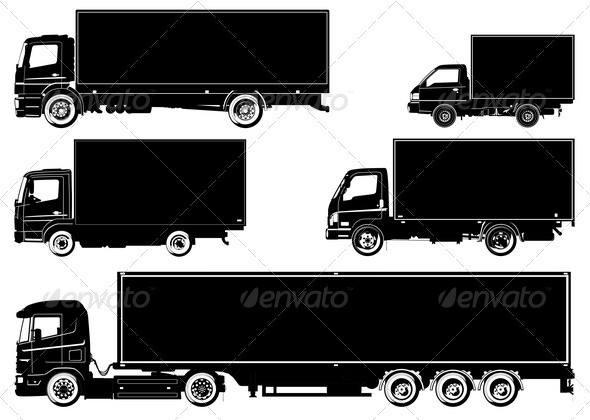 Trucks Silhouettes Set - Man-made Objects Objects