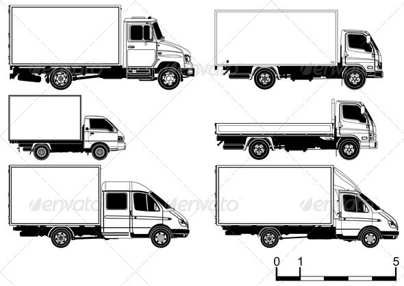 Trucks Silhouettes Set - Man-made Objects Objects