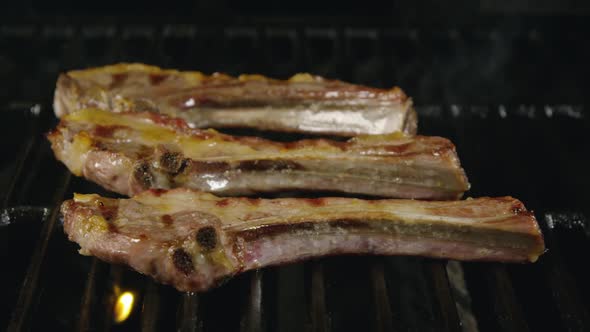 Lamb Chops On Grill And Fire 13