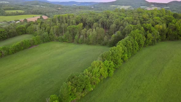 Pocono of Pennsylvania in the landscape panoramic view of farm fields the mountains forests alt