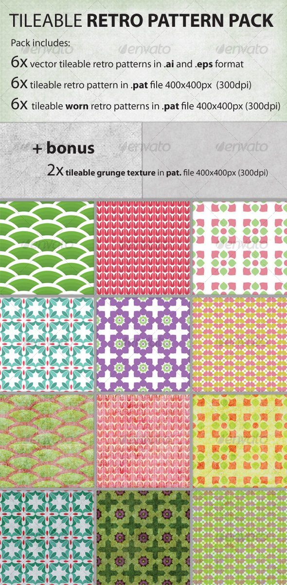 Vector tileable retro pattern pack - Patterns Decorative