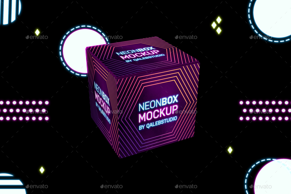 Download Neon Box Mockup by QalebStudio | GraphicRiver