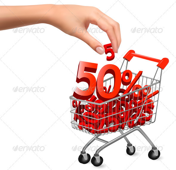 Shopping cart with sale Vector illustration - Concepts Business