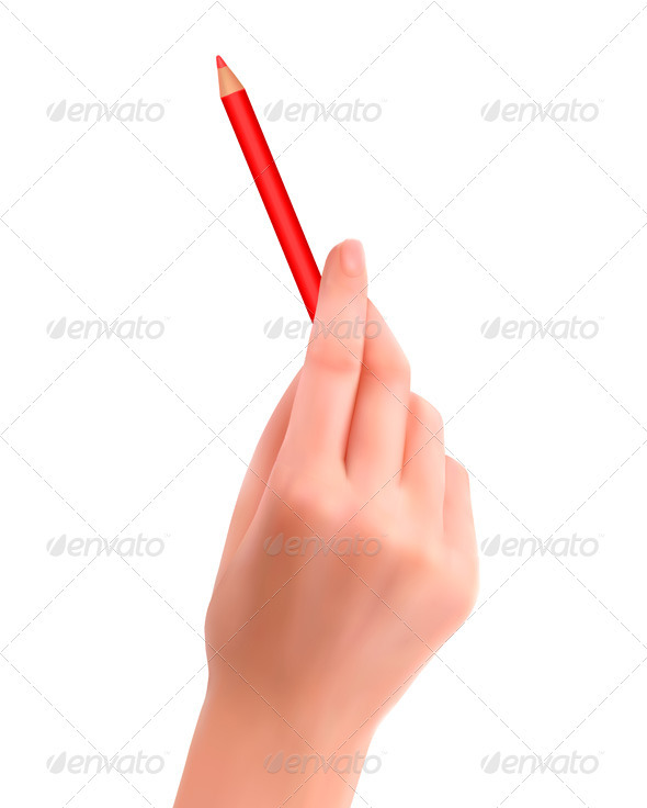 Hand with pen writing on paper Vector illustratio - People Characters
