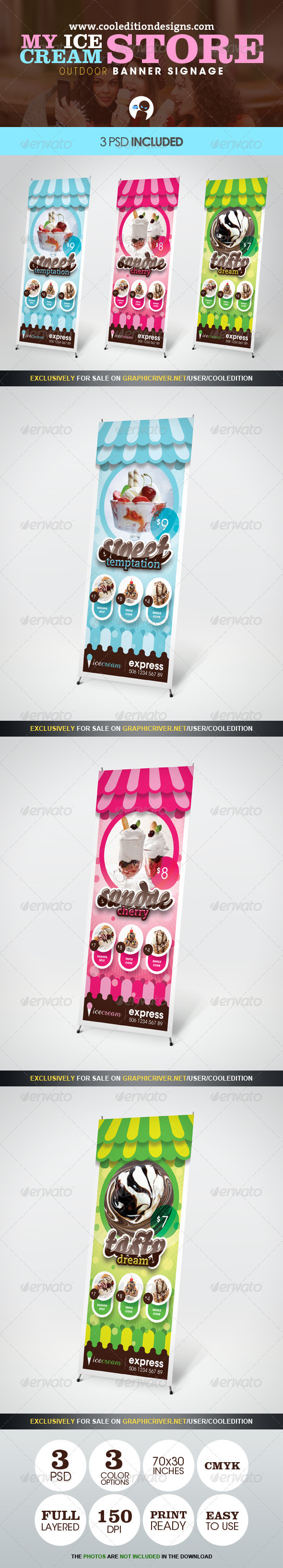 My Ice Cream Store - Outdoor Banner Signage - Signage Print Templates