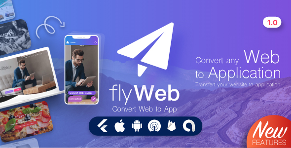FlyWeb for Web to App Convertor Flutter + Admin Panel V1.0