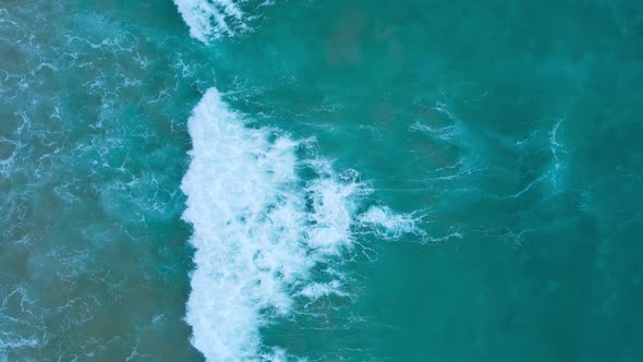Andaman seascape big wave in storm  Aerial view video Top-down view drone camera high quality video. alt