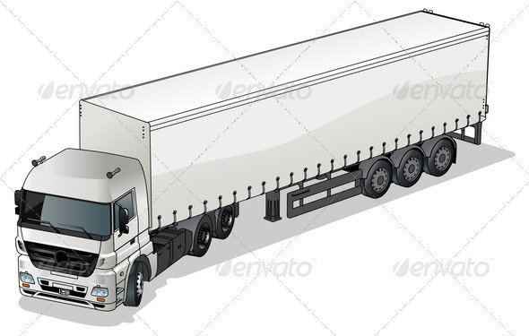 Commecial Semi-truck - Man-made Objects Objects