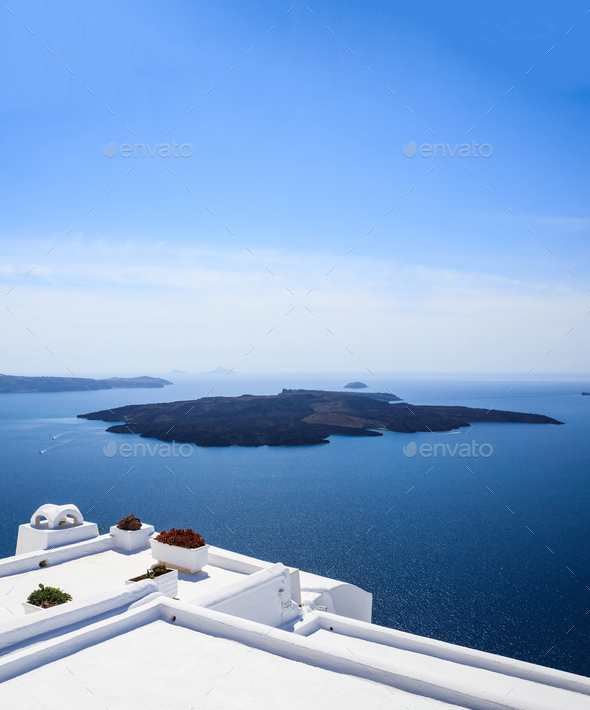 View Terrace Mediterranean Sea Greece Stock Photo by