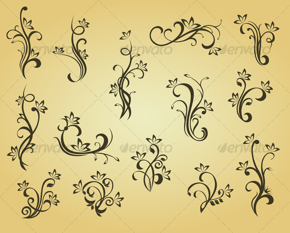 Set of vintage decorations - Flourishes / Swirls Decorative