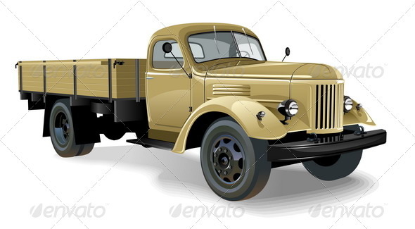 Retro Flatbed Lorry - Man-made Objects Objects