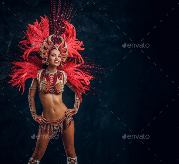 Three beautiful women in traditional brazilian carnival costumes Stock  Photo by fxquadro