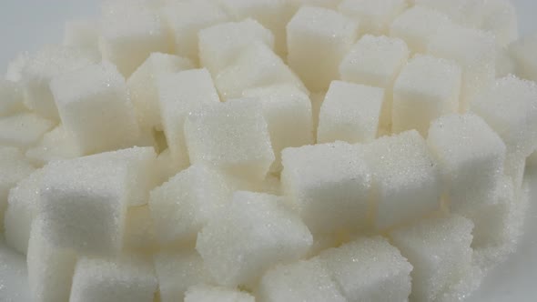 White sugar cubes close up
