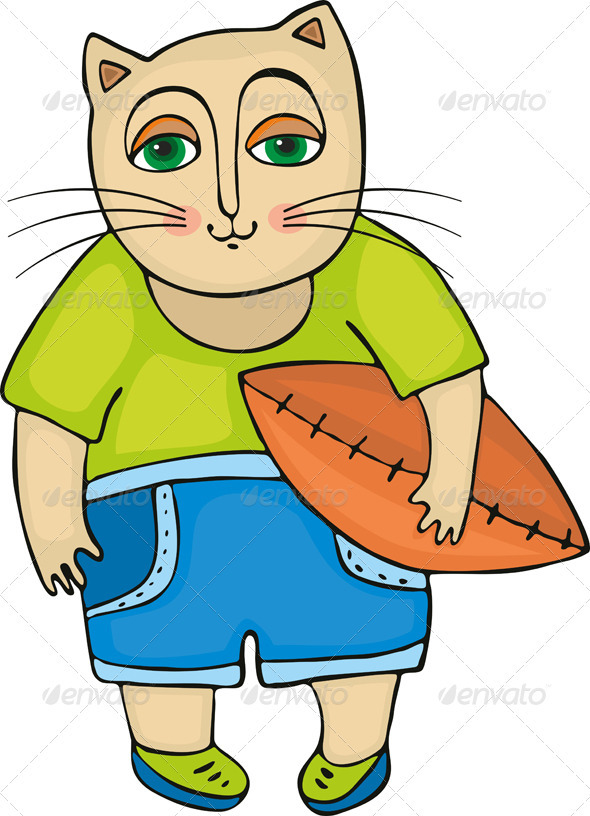 Cat Rugby Football - Animals Characters
