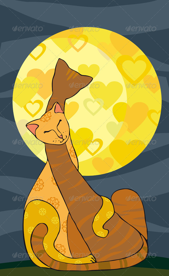 Couple Cats Moon