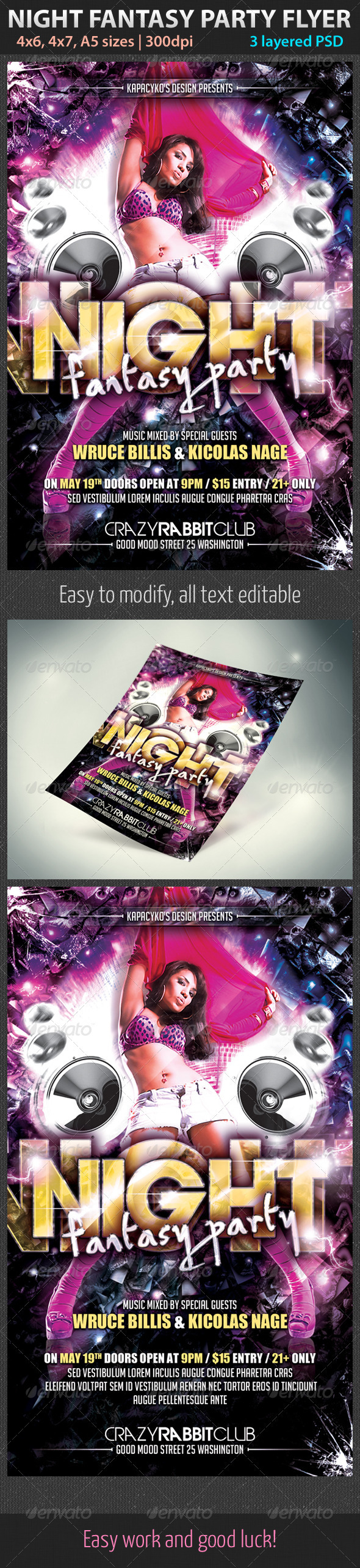 Night Fantasy Party Flyer - Clubs & Parties Events