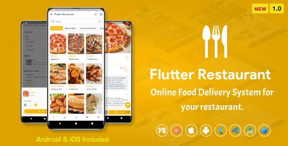 Flutter Restaurant ( Online Food Delivery System For iOS and Android ) 1.0
