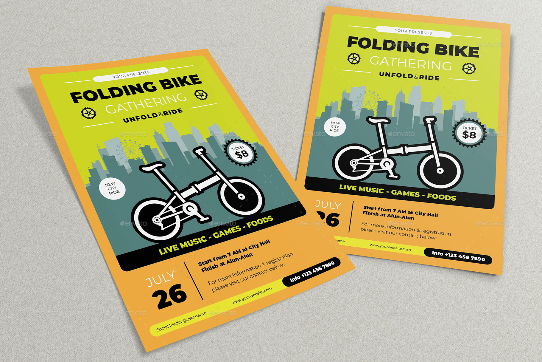 Folding Bike Gathering Flyers, Print Templates 