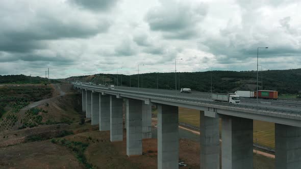 top view of viaduct and vehicles