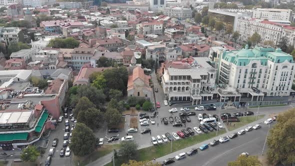 Aerial view of ancient basilic cathedral of Anchiskhati in Tbilisi, Georgia alt