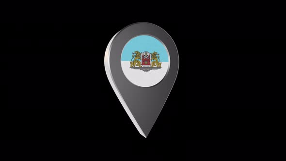 3d Animation Map Navigation Pointer With Flag Of Riga (Latvia) With Alpha Channel - 4K alt