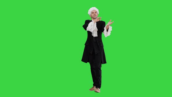 18Th Cent Music Director Conducting with Inspiration on a Green Screen, Chroma Key alt