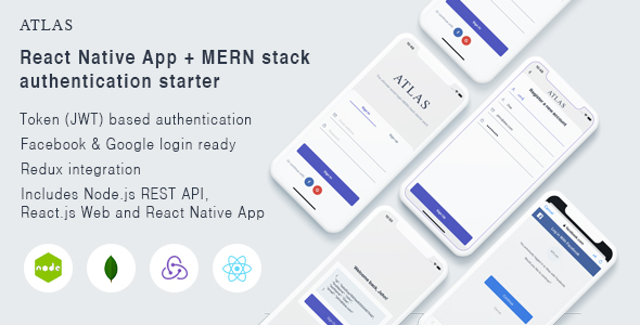 Atlas - React Native App + Node.js full stack authentication starter