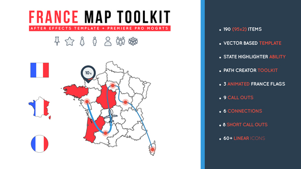 France Map Toolkit - VideoHive 26891777