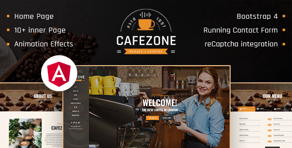 Fabulous CafeZone: Coffee Shop Restaurant Angular Template