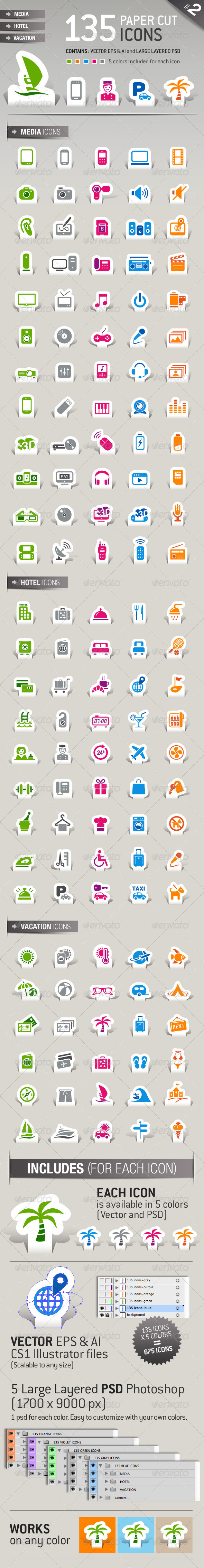 135 Papercut Icons
