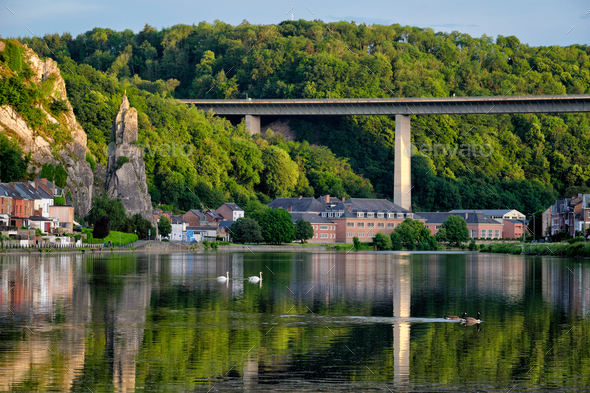 View of picturesque Dinant city. Belgium - Stock Photo - Images