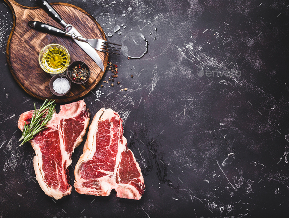 Raw marbled meat steak - Stock Photo - Images