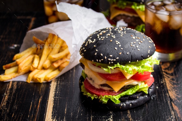 Black burger - Stock Photo - Images
