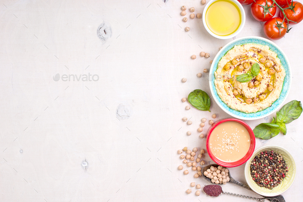 Hummus white background - Stock Photo - Images