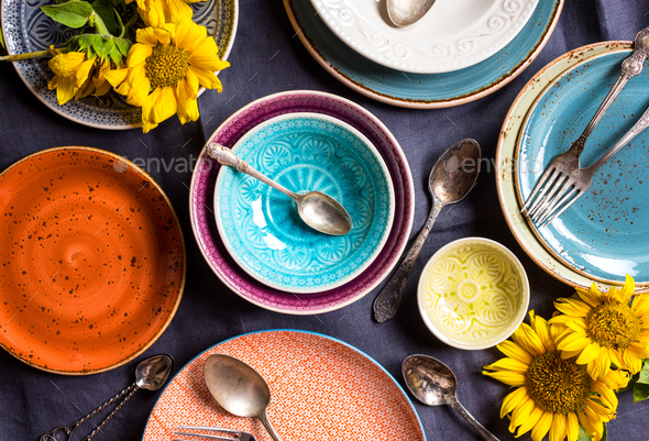 Different empty plates - Stock Photo - Images