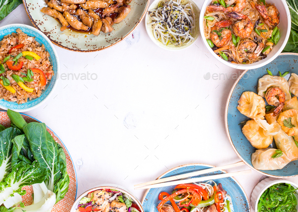 Chinese food white background - Stock Photo - Images