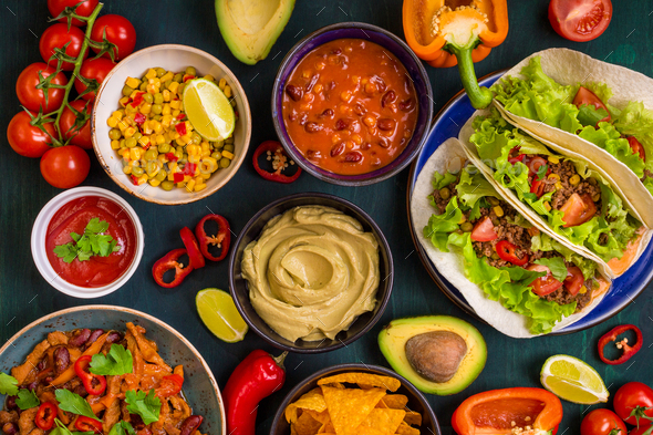 Mixed mexican food - Stock Photo - Images