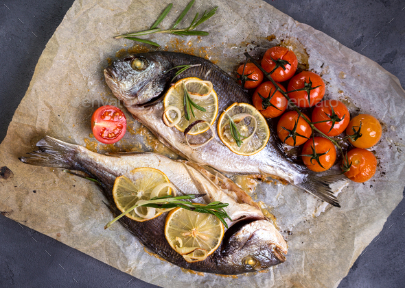 Baked fish - Stock Photo - Images