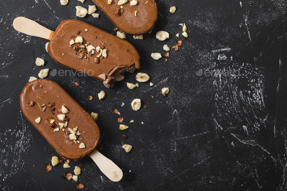 Chocolate ice cream popsicles - Stock Photo - Images