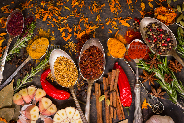 Set of various aromatic colorful spices - Stock Photo - Images