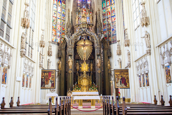 Interior view of Maria am Gestade church in Vienna - Stock Photo - Images
