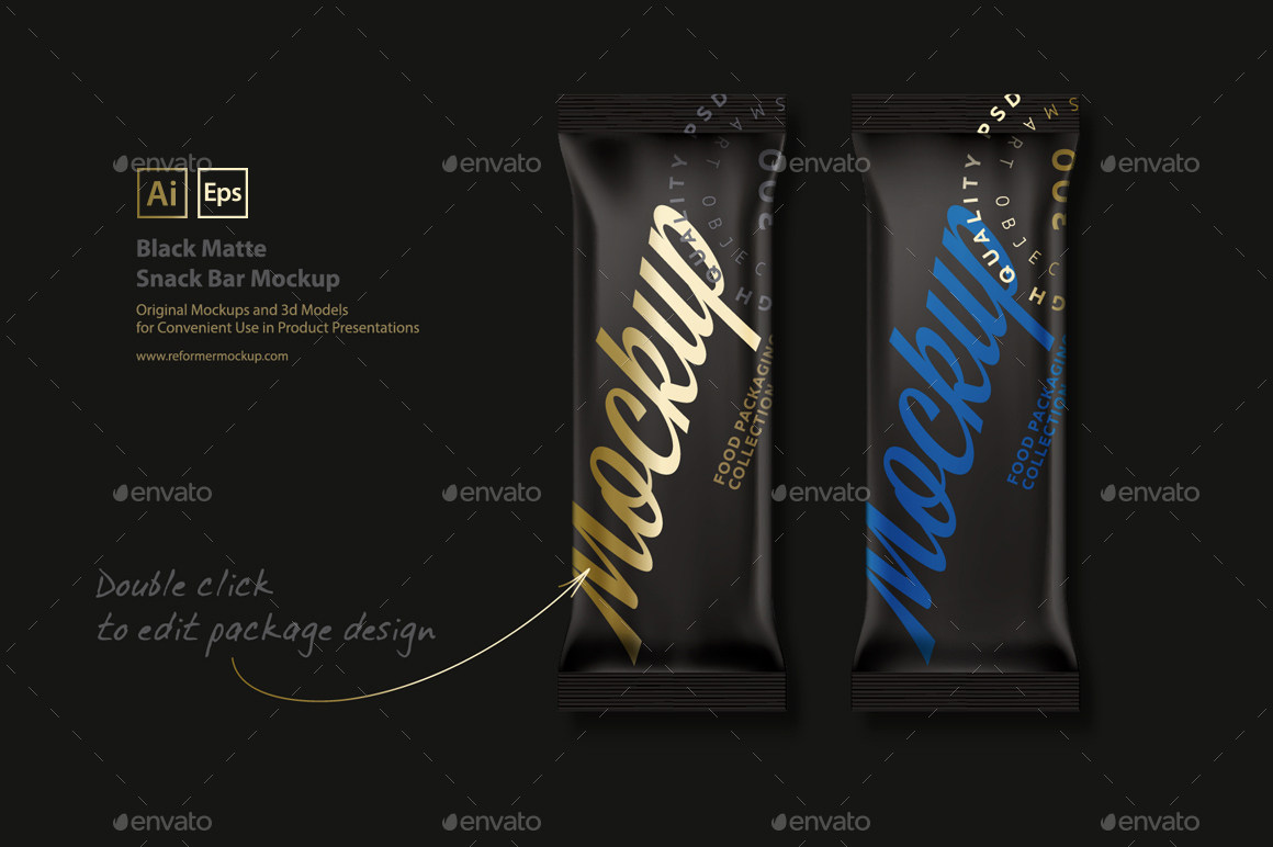 Download Black Matte Snack Bar Mockup By Reformer Graphicriver