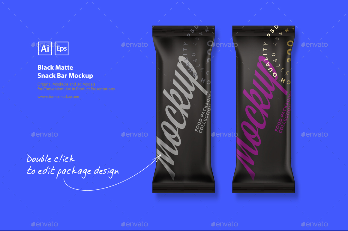 Download Black Matte Snack Bar Mockup By Reformer Graphicriver