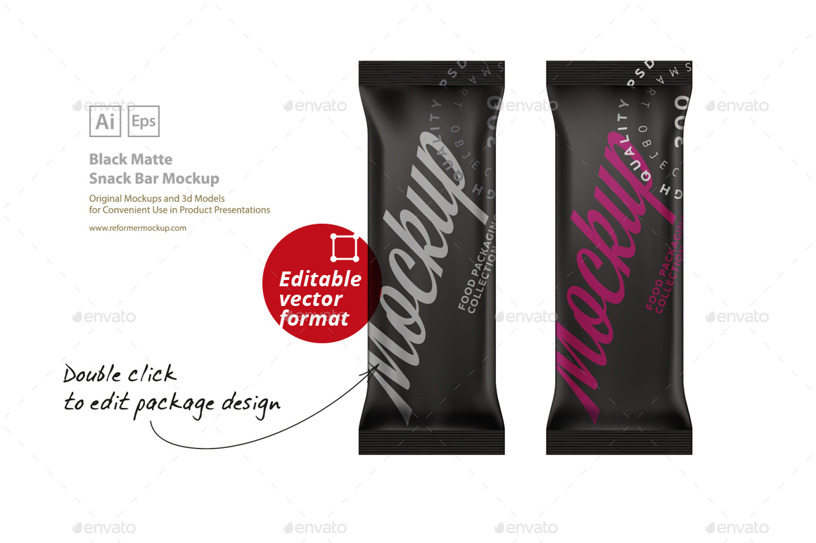 Download Black Matte Snack Bar Mockup By Reformer Graphicriver